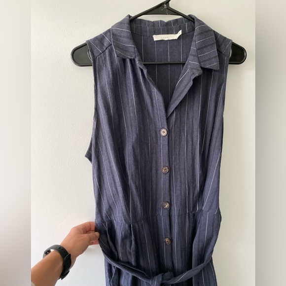 Vintage style striped cotton romper light denim cotton - Picture 4 of 11